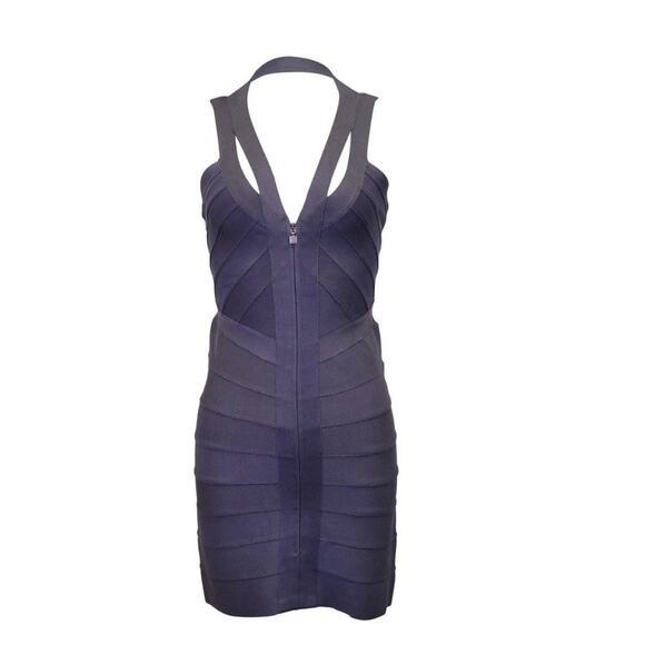 NWT Herve Leger navy blue sexy body con bandage cocktail dress size Medium - Picture 11 of 12